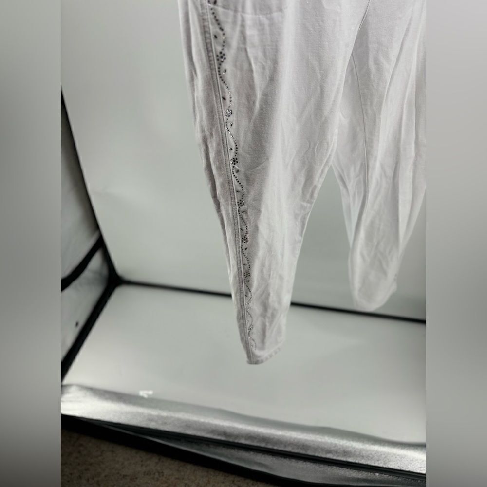 Quacker Factory Dream Jeannes White Embellished Pants Size 2X - Picture 6 of 16